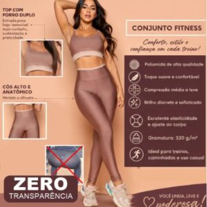 Conjunto Fitness Roupa Academia Calça Legging Cós Alto E Top