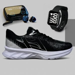 Kit Tênis Masculino Academia Esporte Treino + Fone + Relógio